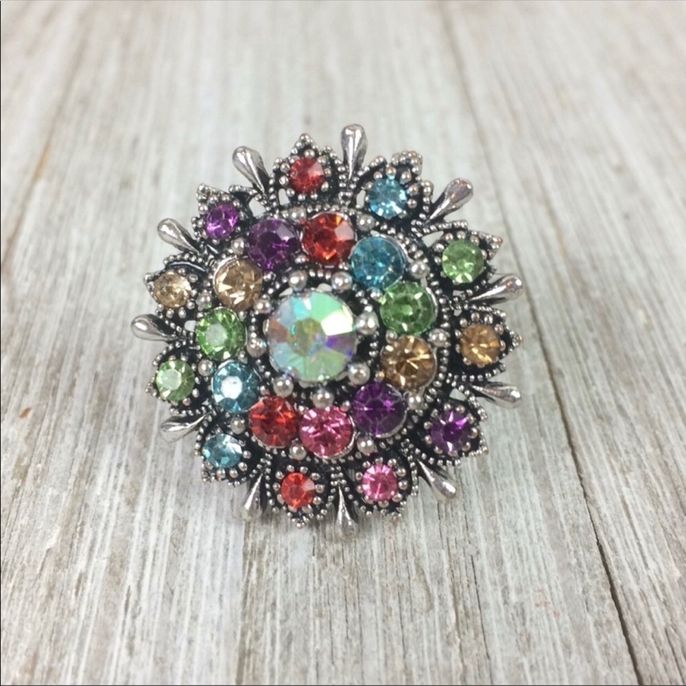 Sunburst Mandala Rhinestone Colorful Adjustable
